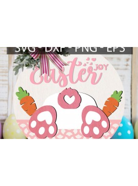 Σετ των 2 Intra απο ξύλο plywood 3mm-4mm πάχος - Πασχαλινή Χαρά Στρογγυλή Πινακίδα  Δίασταση 30x20 cm INTRAFABR-116558092