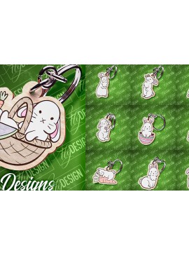 Σετ των 3 Intra απο ξύλο plywood 3mm-4mm πάχος - Πασχαλινό Σχέδιο Μπρελόκ | Λαγουδάκι του Πάσχα Δίασταση 4x4 cm INTRAFABR-87665652