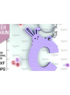 Σετ των 3 Intra απο ξύλο plywood 3mm-4mm πάχος - Πασχαλινό μπρελόκ με λέιζερ. Γράμμα Γ Δίασταση 4x4 cm INTRAFABR-90321909