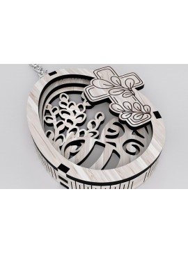 Σετ των 3 Intra απο ξύλο plywood 3mm-4mm πάχος - Πασχαλινό μπρελόκ με σταυρό Δίασταση 5x3 cm INTRAFABR-116408222