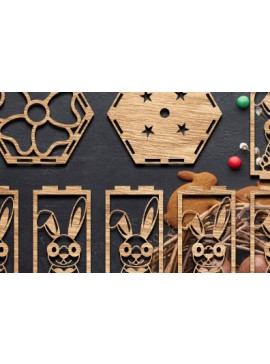 Σετ των 2 Intra απο ξύλο plywood 3mm-4mm πάχος - Πασχαλινό Φανάρι Laser Cut  Δίασταση 15x15 cm INTRAFABR-89173859