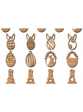 Σετ των 3 Intra απο ξύλο plywood 3mm-4mm πάχος - Λήψη αρχείων πασχαλινής κοπής με λέιζερ Δίασταση 6x6 cm INTRAFABR-113753955