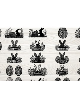 Σετ των 3 Intra απο ξύλο plywood 3mm-4mm πάχος - Πασχαλινή σιλουέτα κοπής με λέιζερ Δίασταση 20x20 cm INTRAFABR-117792668