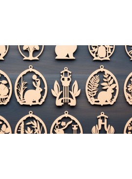 Σετ των 3 Intra απο ξύλο plywood 3mm-4mm πάχος - Πασχαλινό Laser Cut  Bundle Δίασταση 4x4 cm INTRAFABR-89345527