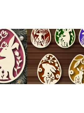 Σετ των 2 Intra απο ξύλο plywood 3mm-4mm πάχος - Πασχαλινό Laser Cut  Bundle, Bunny  Δίασταση 20x25 cm INTRAFABR-113476413