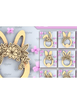 Σετ των 2 Intra απο ξύλο plywood 3mm-4mm πάχος - Πακέτο  Πασχαλινό στεφάνι κοπής με λέιζερ Δίασταση 15x15 cm INTRAFABR-91961540