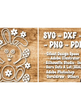 Σετ των 2 Intra απο ξύλο plywood 3mm-4mm πάχος - Πασχαλινό σχέδιο λέιζερ/χαρτί κοπής Δίασταση 15x15 cm INTRAFABR-60331927