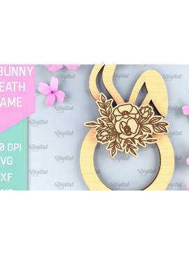 Σετ των 2 Intra απο ξύλο plywood 3mm-4mm πάχος - Πασχαλινό στεφάνι LaserCut. Πασχαλινό λαγουδάκι  Δίασταση 15x15 cm INTRAFABR-91956958