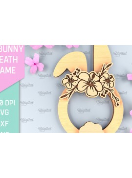 Σετ των 2 Intra απο ξύλο plywood 3mm-4mm πάχος - Πασχαλινό στεφάνι LaserCut. Πασχαλινό λαγουδάκι  Δίασταση 15x15 cm INTRAFABR-91956694