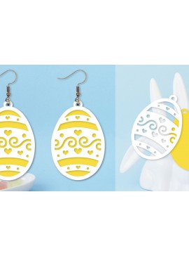 Σετ των 3 Intra απο ξύλο plywood 3mm-4mm πάχος - Πασχαλινά σκουλαρίκια  I Πασχαλινό αυγό Δίασταση 3x3 cm INTRAFABR-91574686