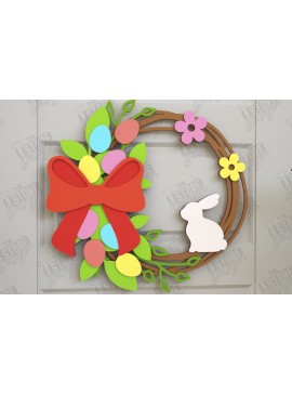 Σετ των 2 Intra απο ξύλο plywood 3mm-4mm πάχος - Πασχαλινό στεφάνι | Πασχαλινό σχέδιο Δίασταση 15x15 cm INTRAFABR-116814066