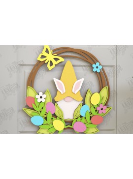 Σετ των 2 Intra απο ξύλο plywood 3mm-4mm πάχος - Πασχαλινό στεφάνι | Πασχαλινό σχέδιο Δίασταση 15x15 cm INTRAFABR-116814082