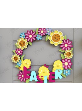 Σετ των 2 Intra απο ξύλο plywood 3mm-4mm πάχος - Πασχαλινό στεφάνι | Πασχαλινό σχέδιο Δίασταση 15x15 cm INTRAFABR-116813906