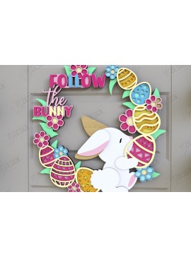 Σετ των 2 Intra απο ξύλο plywood 3mm-4mm πάχος - Πασχαλινό στεφάνι | Πασχαλινό σχέδιο Δίασταση 15x15 cm INTRAFABR-116813916