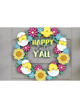 Σετ των 2 Intra απο ξύλο plywood 3mm-4mm πάχος - Πασχαλινό στεφάνι | Πασχαλινό σχέδιο Δίασταση 15x15 cm INTRAFABR-116813924