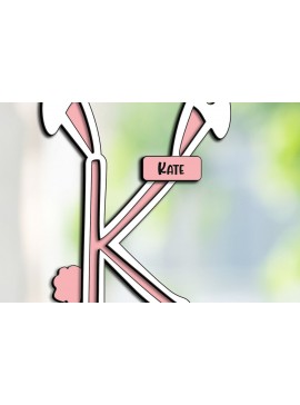 Σετ των 3 Intra απο ξύλο plywood 3mm-4mm πάχος - Πασχαλινό γράμμα K Laser Basket Tag  Δίασταση 6x6 cm INTRAFABR-115689156