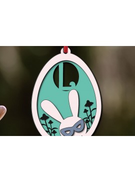 Σετ των 3 Intra απο ξύλο plywood 3mm-4mm πάχος - Πασχαλινό γράμμα L Bunny Egg Basket Tag  Δίασταση 6x6 cm INTRAFABR-118766180