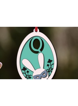 Σετ των 3 Intra απο ξύλο plywood 3mm-4mm πάχος - Πασχαλινό γράμμα Q Στολίδι με ετικέτα αυγού καλαθιού Δίασταση 6x6 cm INTRAFABR-118820812