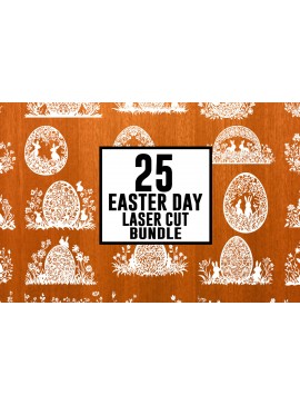 Σετ των 3 Intra απο ξύλο plywood 3mm-4mm πάχος - Easter Magic - 25 σχέδια κοπής με λέιζερ Δίασταση 4x4 cm INTRAFABR-117711188