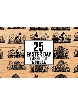 Σετ των 3 Intra απο ξύλο plywood 3mm-4mm πάχος - Easter Magic - 25 σχέδια κοπής με λέιζερ Δίασταση 4x4 cm INTRAFABR-117711126
