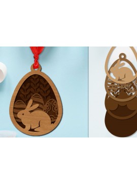 Σετ των 3 Intra απο ξύλο plywood 3mm-4mm πάχος - Πασχαλινά στολίδια με στρώσεις Lasercut Δίασταση 6x6 cm INTRAFABR-118338863