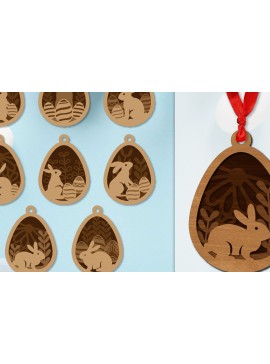 Σετ των 3 Intra απο ξύλο plywood 3mm-4mm πάχος - Πασχαλινά στολίδια με στρώσεις Lasercut ΔΕΜΑ Δίασταση 6x6 cm INTRAFABR-118338903