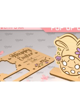 Σετ των 2 Intra απο ξύλο plywood 3mm-4mm πάχος - Πασχαλινή αναδυόμενη κάρτα κοπής με λέιζερ. Gnome  Δίασταση 15x15 cm INTRAFABR-90349666