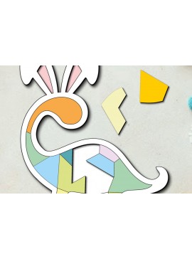 Σετ των 2 Intra απο ξύλο plywood 3mm-4mm πάχος - Πασχαλινό παζλ Dino Bunny Child Game Kid Δίασταση 15x15 cm INTRAFABR-113785430