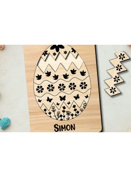 Σετ των 2 Intra απο ξύλο plywood 3mm-4mm πάχος - Πασχαλινό παζλ Egg Eggraved Kid Child  Δίασταση 15x15 cm INTRAFABR-113881413