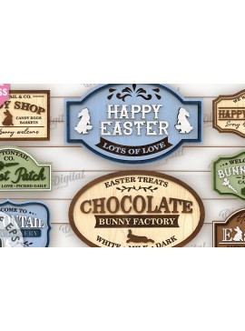 Σετ των 2 Intra απο ξύλο plywood 3mm-4mm πάχος - Πασχαλινή ρετρό πινακίδες κομμένη δέσμη με λέιζερ Δίασταση 15x15 cm INTRAFABR-115404239