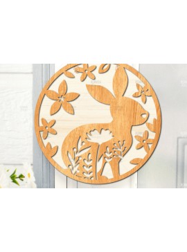 Σετ των 2 Intra απο ξύλο plywood 3mm-4mm πάχος - Πασχαλινή στρογγυλή πινακίδα I Πασχαλινή κρεμάστρα πόρτας Δίασταση 15x15 cm INTRAFABR-116740877