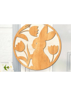 Σετ των 2 Intra απο ξύλο plywood 3mm-4mm πάχος - Πασχαλινή στρογγυλή πινακίδα I Πασχαλινή κρεμάστρα πόρτας Δίασταση 15x15 cm INTRAFABR-116740887