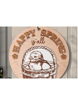 Σετ των 2 Intra απο ξύλο plywood 3mm-4mm πάχος - Πασχαλινή στρογγυλή πινακίδα  Δίασταση 15x15 cm INTRAFABR-118490221