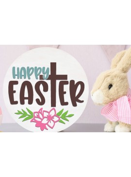 Σετ των 2 Intra απο ξύλο plywood 3mm-4mm πάχος - Πασχαλινή Στρογγυλή Πινακίδα . Σήμα Ester  Δίασταση 15x15 cm INTRAFABR-89919595