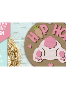 Σετ των 2 Intra απο ξύλο plywood 3mm-4mm πάχος - Πασχαλινή Στρογγυλή Πινακίδα . Καλό Πάσχα σημάδι Δίασταση 15x15 cm INTRAFABR-90965134