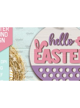 Σετ των 2 Intra απο ξύλο plywood 3mm-4mm πάχος - Πασχαλινή Στρογγυλή Πινακίδα . Καλό Πάσχα σημάδι Δίασταση 15x15 cm INTRAFABR-90964669