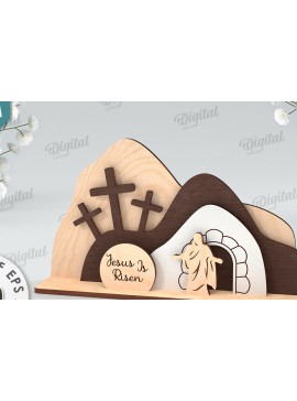 Σετ των 2 Intra απο ξύλο plywood 3mm-4mm πάχος - Πασχαλινή Σκηνή Απο. Θρησκευτικό Πάσχα Δίασταση 15x15 cm INTRAFABR-116582158