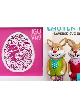 Σετ των 3 Intra απο ξύλο plywood 3mm-4mm πάχος - EASTER SHADOW Box 3D Layered Δίασταση 8x8 cm INTRAFABR-66179056