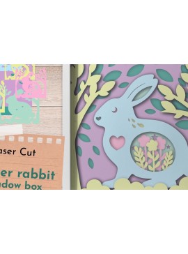 Σετ των 3 Intra απο ξύλο plywood 3mm-4mm πάχος - Πασχαλινό κουτί σκιών, χαριτωμένο λαγουδάκι Δίασταση 9x9 cm INTRAFABR-59519408