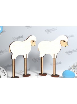 Σετ των 2 Intra απο ξύλο plywood 3mm-4mm πάχος - Πασχαλινή  προβάτων. Πασχαλινός χαρακτήρας Δίασταση 15x15 cm INTRAFABR-115832218