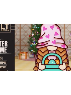 Σετ των 3 Intra απο ξύλο plywood 3mm-4mm πάχος - Πασχαλινό Gnome Laser Cutting  Δίασταση 20x25 cm INTRAFABR-91545635