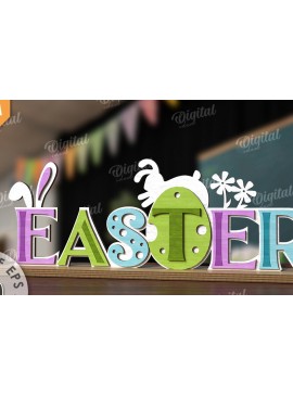 Σετ των 2 Intra απο ξύλο plywood 3mm-4mm πάχος - Πασχαλινό σταντ κοπής με λέιζερ. 3D πασχαλινή διακόσμηση Δίασταση 15x15 cm INTRAFABR-117901702