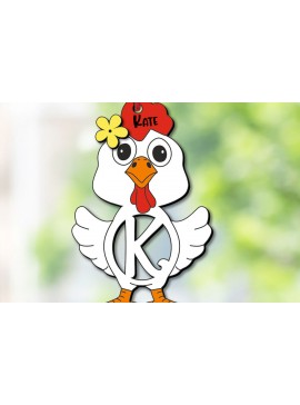 Σετ των 3 Intra απο ξύλο plywood 3mm-4mm πάχος - Πασχαλινό  Chicken Letter K Όνομα καλαθιού Δίασταση 6x6 cm INTRAFABR-113940663