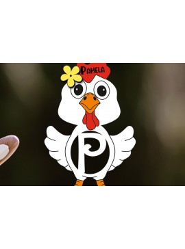 Σετ των 3 Intra απο ξύλο plywood 3mm-4mm πάχος - Πασχαλινό  Chicken Letter P Όνομα καλαθιού Δίασταση 6x6 cm INTRAFABR-113952018