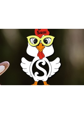 Σετ των 3 Intra απο ξύλο plywood 3mm-4mm πάχος - Πασχαλινό  Chicken Letter S Όνομα καλαθιού Δίασταση 6x6 cm INTRAFABR-113997986