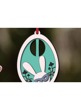 Σετ των 3 Intra απο ξύλο plywood 3mm-4mm πάχος - Πασχαλινό  Letter I Bunny Egg Basket Tag Δίασταση 6x6 cm INTRAFABR-118766064