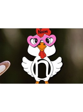 Σετ των 3 Intra απο ξύλο plywood 3mm-4mm πάχος - Πασχαλινό  Letter N Δώρο κοτόπουλο διακοπών Δίασταση 6x6 cm INTRAFABR-113946246