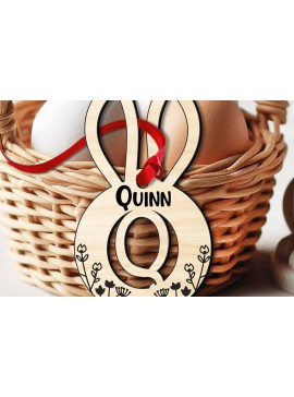 Σετ των 3 Intra απο ξύλο plywood 3mm-4mm πάχος - Πασχαλινό  Letter Q Laser Bunny Basket Δίασταση 6x6 cm INTRAFABR-118443361