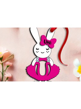 Σετ των 3 Intra απο ξύλο plywood 3mm-4mm πάχος - Πασχαλινό  Letter U Bunny Dress Laser Δίασταση 6x6 cm INTRAFABR-114576164