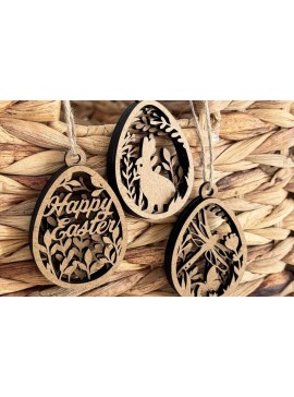 Σετ των 3 Intra απο ξύλο plywood 3mm-4mm πάχος - Πακέτο ετικετών για το Πάσχα, πρότυπα πολλαπλών επιπέδων Δίασταση 3x4 cm INTRAFABR-93905580